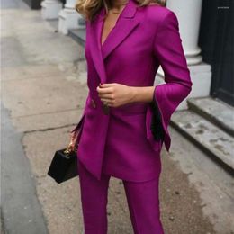 Women's Two Piece Pants Arrival Purple Women Pantsuits Plus Size For Business Custom Made Ladies Pantsuit Blazer Work Wedding Party