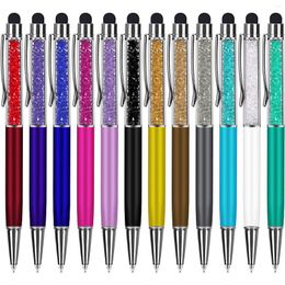 Ballpoint Pens With Stylus Tip 2-in-1 Crystal Diamond Bling Pen Black Ink Retractable Screen Touch Office Supplies