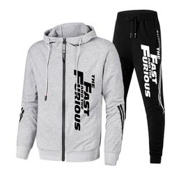 Jeans 2021 Hot Sale Men's Fashion Tracksuit Zipper Hoodies and Sweatpants High Quality Male Outdoor Casual Sports Jogging Suit