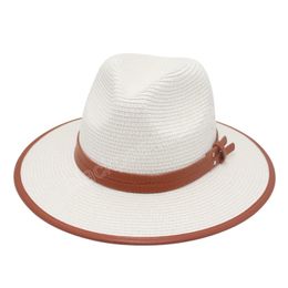 Straw Hat Women Man Summer Panama Wide Brim Sun Beach Hats For Men Fashion UPF UV Protection Fedoras Jazz Cap