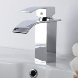 Bathroom Sink Faucets Brass Basin Single Holder Hole Deck Mounted Cold Water Tap Square Outlet KL012002