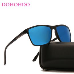 2022 Square Polarised Sunglass Men Driving Sunglasses Classic Retro Brand Designer Sun Glasses Blue Mirror Lens Unisex Glasses