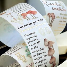 Gift Wrap Vintage Text Mushroom Washi Stickers Pack DIY Diary Junk Journal Decoration Aesthetic Word Collection Sticker Scrapbooking
