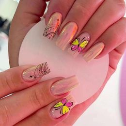 False Nails Explosive Style 24pcs Nail Wearable Butterfly Line Ballet Fingernails Finished Removable And Reusable Patch