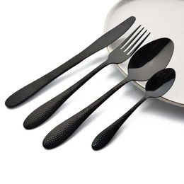 Dinnerware Sets 4Pcs Black Cutlery Set Knives Forks Spoons Dinner Stainless Steel Tableware Kitchen Silverware Gold