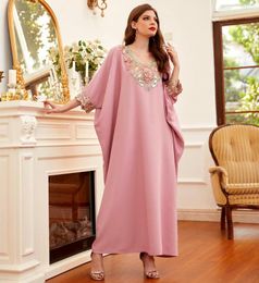 Ethnic Clothing Pink Abaya Dubai Muslim Fashion Hijab Satin Dress Turkey Islam Dresses For Women Robe Longue Ramadan Eid Mubarak Djellaba