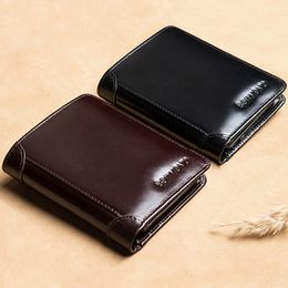 RFID Men's Wallet Genuine Leather Vintage Black Purse For Men Mini Card Holder Male Short Wallet High Quality Wallet 2022 Wallet