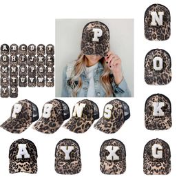 Fashion Leopard Embroidered 26 Letters Baseball Cap Men Women Snapback Hip Hop Hat Summer Breathable Mesh Sun Hats