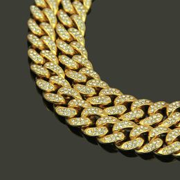 designer jewelry 22inch wide1.2cm Cuban Link Chain Mens Iced Out Miami Cuban Necklace Silver Gold Bling Diamond Hip Hop Rapper night club Jewelry gold silver 1433d