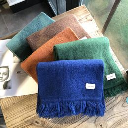 Scarves 2023 Cotton Lady Big Shawl Imitation Cashmere Scarf Autumn And Winter Thickening Pure Color Warm Printing