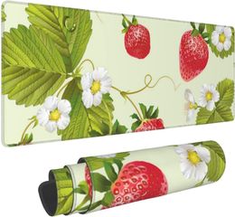 Lovely Strawberry Mouse Pad Large Rectangular Game Mouse Pad for Laptop Office 11.8 X 31.5 Inches Kawaii Desk Accessories