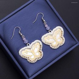 Dangle Earrings Fashion Two-color Electroplating Alloy Inlaid Rhinestones And Hollowed Copper Sheet Butterfly For Women Trend Products