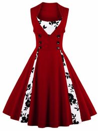 Capris 4xl 5xl Big Size Women Robe Pin Up Dress Retro Vintage 1950s 60s Rockabilly Swing Summer Female Dresses Elegant Tunic Vestidos