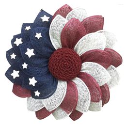 Decorative Flowers Hangers Decorate American Flag Garland Independence Wreath Front Door 45x45cm Cloth