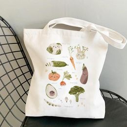 Shopping Bags Reusable Fashion Cartoon Vegetable Printing Bag Grocery Canvas Lady Lovely Environmental Handbag Designer