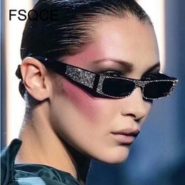 Diamond Square Sunglasses Women Brand small Size Crystal Sun Glasses Ladies 2018 New Gradient Oculos Mirror Shades UV400