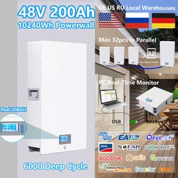 48V 200Ah Powerwall 10Kwh LiFePO4 Battery Built-in 200A BMS CAN RS485 51.2V 6000+ Cycles 10 Years Warranty For Solar Off/On-Grid