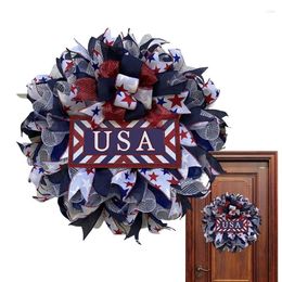 Decorative Flowers 4th Of July Wreath Patriotic American Flag Door For Independence Day Decor School Front Garden