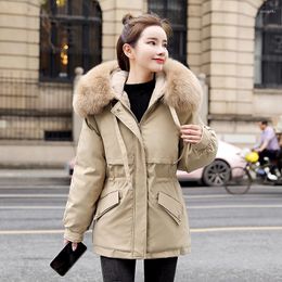 Women's Trench Coats Winter Coat Clothes Women 2023 The Cotton Long Slim Hooded Fur Collar Short Padded Jacket