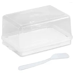 Dinnerware Sets Snack Containers Glass Butter Dish With Lid Box Household Storage Tableware Flatware 16.5X10.4CM El Transparent Home