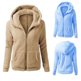 Women's Fur Coat Cotton Sweater Hooded Wool Women Zipper Warm Outwear Womens Fleece Zip Up Jacket Old Faithful