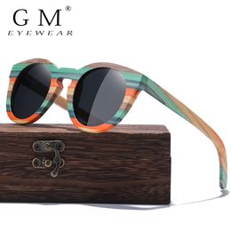 GM Color Bamboo Oval Sunglasses Wood Polarized Sunglasses Men Women Fashion Glasses UV400 Protection Eyewear Wooden Square Box