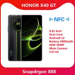 original honor X40 gt 5G mobile phone 6.81 inch snapdrgon 888 octa core android 12 battery 4800mAh 66W 50MP main camera 144 hz