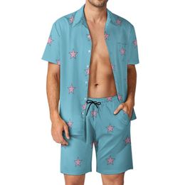 Mens Tracksuits Johnny Joestar Pink Stars Fitness Outdoor Men Sets Jojos Bizzare Adventures Casual Shirt Set Summer Custom Shorts Aesthetic Suit 230707