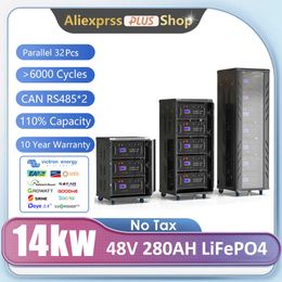 48V 280Ah 14KW LiFePO4 Battery 51.2V 200Ah 300Ah 15KW 6000+ Cycles Max 32 Parallel With CAN BUS/RS485 -10 Years Warranty No Tax