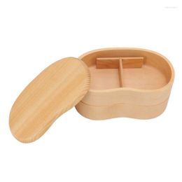 Dinnerware Sets Bento Box Double Deck Wood Japanese Lunch Containers With Removable Partition For Students Office Workers