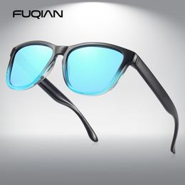 FUQIAN Classic Square Polarised Sunglasses Men Women Fashion Driving Sun Glasses Mirror Lens Eyeglasses Blue Shades UV400