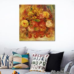 Impressionist Canvas Art Flowers in A Vase Pierre Auguste Renoir Painting Handmade Oil Reproduction Modern Hotel Room Decor