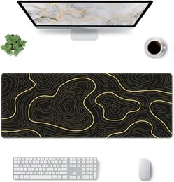 Topographic Contour Gaming Mouse Pad XL Large Non Slip Rubber Mousepad Stitched Edges Desk Pad Long Extended Mice Pad 31.5X 11.8