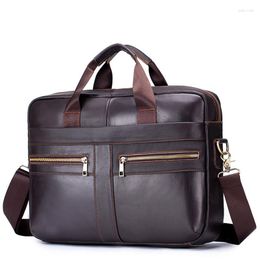 Briefcases Men's Briefcase Men Leather Genuine Bag For Business Lawyer Office Laptop Bags Large Capacity