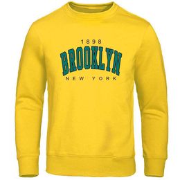 Men's Hoodies Sweatshirts 1898 Brooklyn New York USA City Print Men Sweatshirt Loose Oversize Clothing Fashion Hip Hop Casual Hoody O-Neck Pullover Tops E99