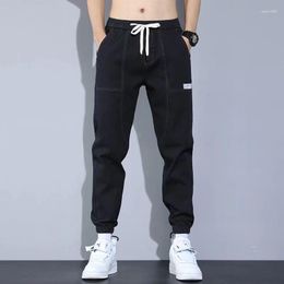 Men's Jeans Casual For Men Harem Tapered Trousers Black Elastic Boot Cut 2023 Trend Wide Leg Straight Slim Fit Baggy Mens Cowboy Pants