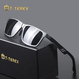 T-TEREX Sunglasses Men Polarised Anti-Glare Lens UV400 Aluminium Magnesium Square Frame Sport Sun Glasses For Driving Fishing