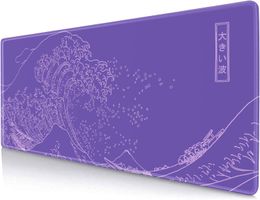 Great Wave XXL Gaming Mouse Pad Purple Minimalist Japanese Desk Mat Cute Gamer Aesthetic Mousepad Extended Non-Slip Rubber Base