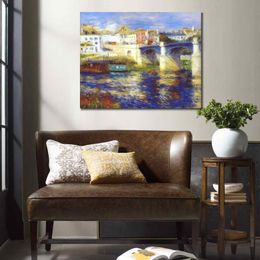 Handmade Artwork Canvas Paintings by Pierre Auguste Renoir The Bridge at Chatou Modern Art Kitchen Room Decor