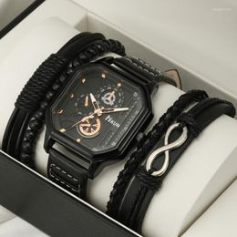 Wristwatches 5pcs Set Mens Quartz Watches Fashion Simple Business Belt Watch Men Student Wristwatch Relogio Masculino