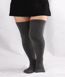 Women Socks Plus Size Thigh High Stockings For Overweight Black Cotton European And American Style Autumn Winter