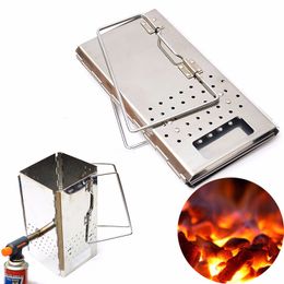 BBQ Grills Portable Charcoal Starter Stainless Steel Outdoor BBQ Grill Foldable Chimney Starter 230707