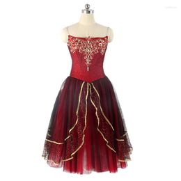 Stage Wear High Quality Professional Exquisite Design Custom Size Kids Girls Adult Woman Performance Wine Red Ballet Romantic Tutu