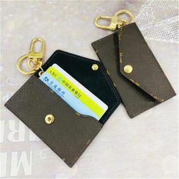 Designer Luxury Card Holder Passport Holders Pocket Organiser Leather Key Wallets Keychain Coin Purse Men Women Brown Flower Mini Bag