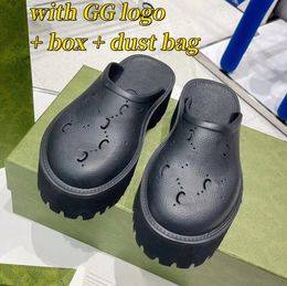 Perforation G Sandals Holes Designer Slides Summer Fashion Womens Sandal Thick Bottom Black White Platform Rubber Slippers 2023