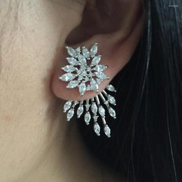 Stud Earrings Fashion Women Accessories Earring 2 Separate Part Wearing Flower Wing Sparking Star Brincos Ear