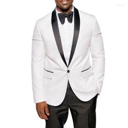 Men's Suits White And Black Wedding Tuxedo For Men With Satin Shawl Lapel 2 Piece Custom Male Fashion Jacket Pants