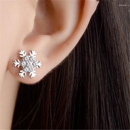 Stud Earrings Modern Rhinestone Snowflower Beautiful Elegant Pure 925 Sterling Silver Great Wholesale Fashion Women Gift