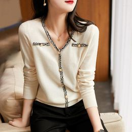 Women's Sweaters French Fringed Pearl Buckle Long Sleeve Sweater Small Fragrance 21 Spring Korean Loose Bottoming Shirt