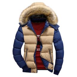 Men's Down Parkas 2020 Men Spring Winter Coat Warm Fleece Down Jacket New Fashion Fur Hood Hat Men Outerwear Casual Mens Coats Thick Hoodies 4XL Z230711